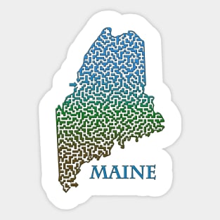 State of Maine Colorful Maze Sticker